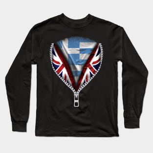 Greek Flag  Greece Flag zipped British Flag - Gift for Greek From Greece Long Sleeve T-Shirt